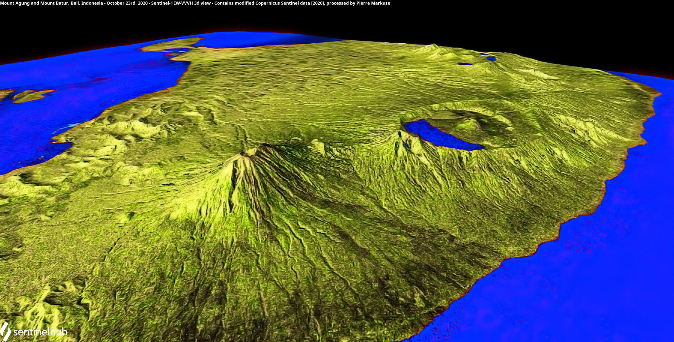 Bali i els seus volcans: el Batur i l’Agung al cor de  - Mount Agung and Mount Batur, Bali, Indonesia, 3d view - Octo