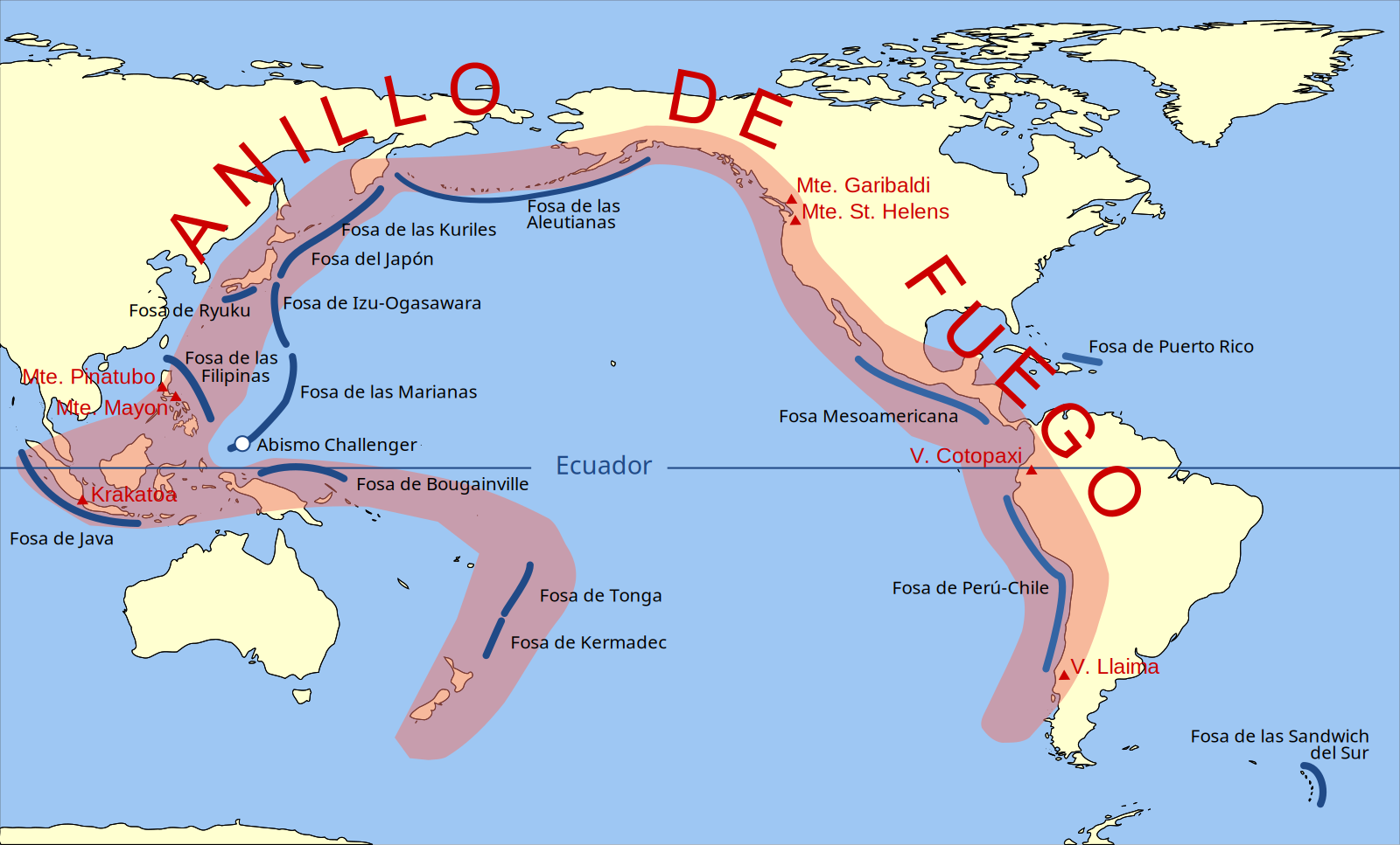 Mapa del cinturó de foc del Pacífic